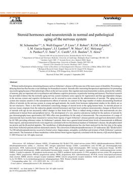 Steroid Hormones and Neurosteroids in Normal and Pathological Aging of the Nervous System M