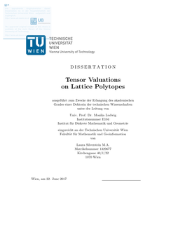Tensor Valuations on Lattice Polytopes