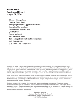 GMO Trust Semiannual Report August 31, 2020