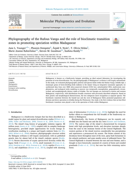 Phylogeography of the Rufous Vanga and the Role of Bioclimatic Transition Zones in Promoting Speciation Within Madagascar T ⁎ Jane L