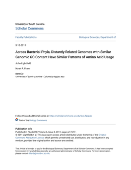 Across Bacterial Phyla, Distantly-Related Genomes with Similar Genomic GC Content Have Similar Patterns of Amino Acid Usage