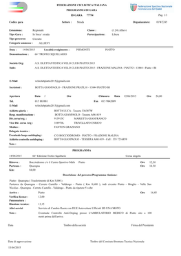 FEDERAZIONE CICLISTICA ITALIANA PROGRAMMA DI GARA ID GARA 77754 Pag