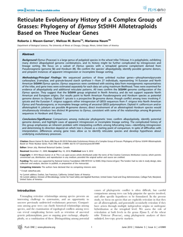 Phylogeny of Elymus Ststhh Allotetraploids Based on Three Nuclear Genes