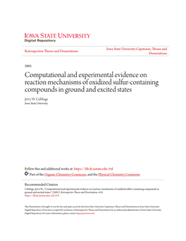 Computational and Experimental Evidence on Reaction Mechanisms of Oxidized Sulfur-Containing Compounds in Ground and Excited States Jerry W