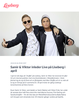 Samir & Viktor Inleder Live På Liseberg I April