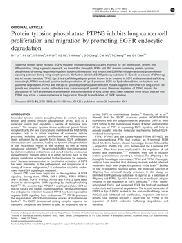 Protein Tyrosine Phosphatase PTPN3 Inhibits Lung Cancer Cell Proliferation and Migration by Promoting EGFR Endocytic Degradation