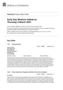 View Early Day Motions PDF File 0.12 MB