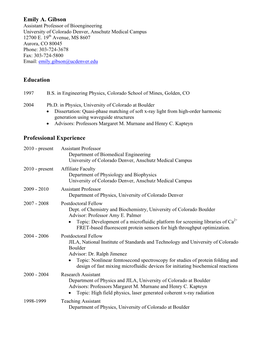 Emily Gibson CV