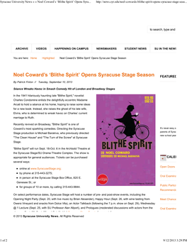 Syracuse University News » » Noel Coward's 'Blithe Spirit' Opens