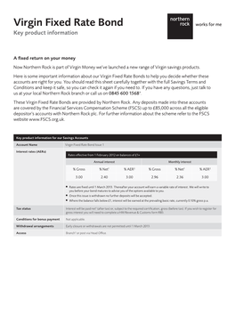 Virgin Fixed Rate Bond Works for Me Key Product Information