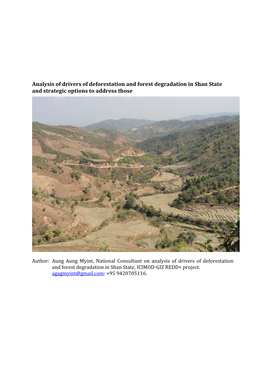 Analysis of Drivers of Deforestation and Forest Degradation in Shan State and Strategic Options to Address Those