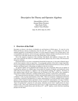 Descriptive Set Theory and Operator Algebras