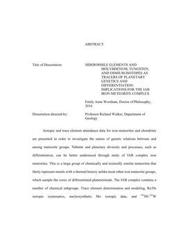 Siderophile Elements and Molybdenum, Tungsten, And