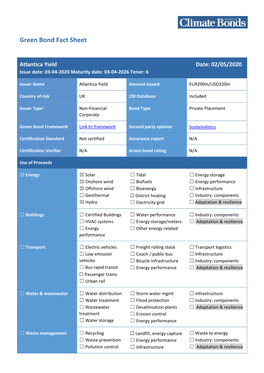 Atlantica Yield Date: 02/05/2020 Issue Date: 03-04-2020 Maturity Date: 03-04-2026 Tenor: 6