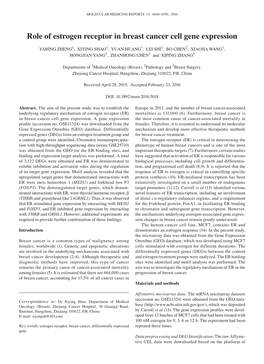 Role of Estrogen Receptor in Breast Cancer Cell Gene Expression