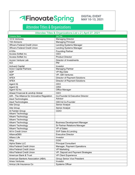 Attendee Titles & Orgs V2.0