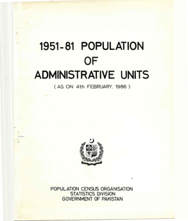1951-81 Population Administrative . Units