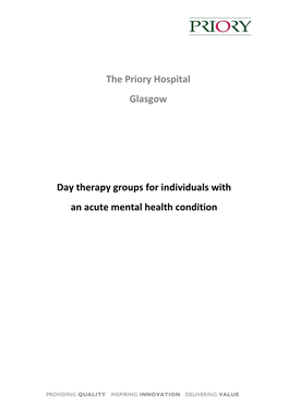 Day Therapy Groups for Individuals with an Acute Mental Health Condition