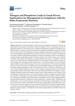 Nitrogen and Phosphorus Loads in Greek Rivers: Implications for Management in Compliance with the Water Framework Directive