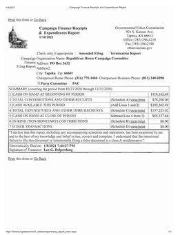 Campaign Finance Receipts & Expenditures Report