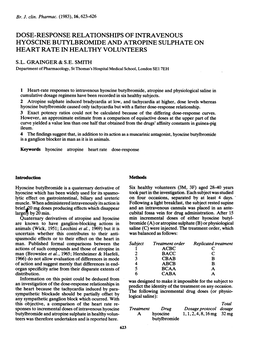 Dose-Response Relationships of Intravenous Hyoscine Butylbromide and Atropine Sulphate on Heart Rate in Healthy Volunteers S.L