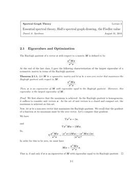 Essential Spectral Theory, Hall's Spectral Graph Drawing, the Fiedler