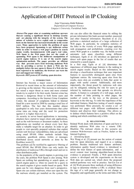 Application of DHT Protocol in IP Cloaking