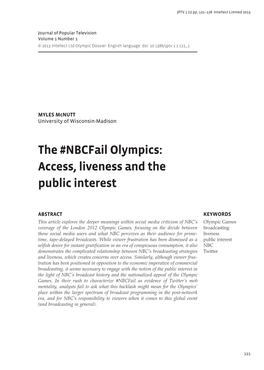 The #Nbcfail Olympics: Access, Liveness and the Public Interest