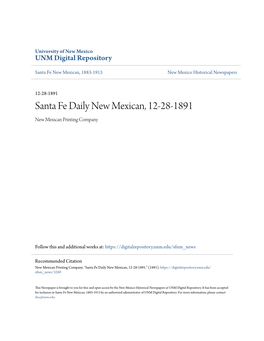 Santa Fe Daily New Mexican, 12-28-1891 New Mexican Printing Company