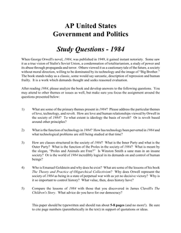 AP United States Government and Politics Study Questions