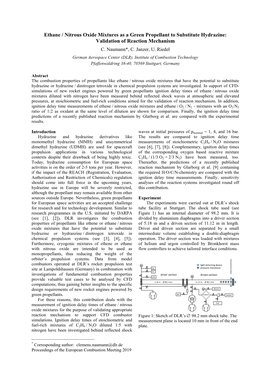 Ethane / Nitrous Oxide Mixtures As a Green Propellant to Substitute Hydrazine: Validation of Reaction Mechanism C