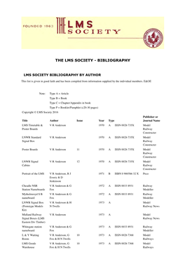 The Lms Society Bibliography