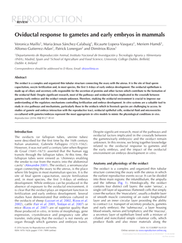 Oviductal Response to Gametes and Early Embryos in Mammals