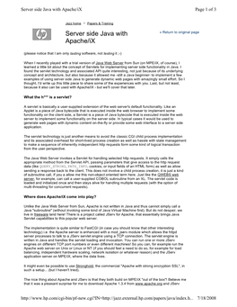 Server Side Java with Apache/Ix Page 1 of 3