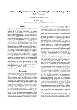 Multi-Modal Speech Emotion Recognition Using Speech Embeddings and Audio Features