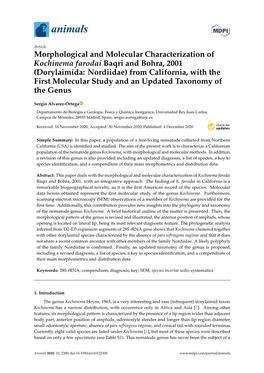 Dorylaimida: Nordiidae) from California, with the First Molecular Study and an Updated Taxonomy of the Genus