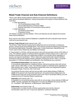 TD Retail Trade Channel and Sub-Channel Definitions