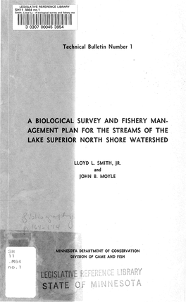 Survey and Fish Man- E Streams of the North Shore Watershed