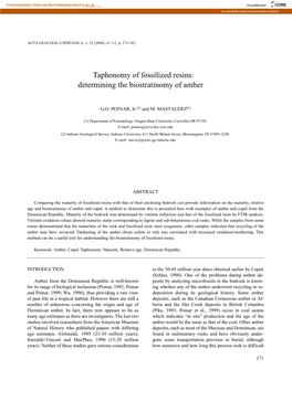 Taphonomy of Fossilized Resins: Determining the Biostratinomy of Amber