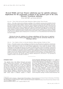 Revised Middle and Late Triassic Radiolarian Ages for Ophiolite