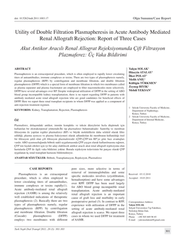 Utility of Double Filtration Plasmapheresis in Acute Antibody