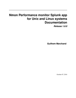 Nmon Performance Monitor Splunk App for Unix and Linux Systems Documentation Release 1.8.0