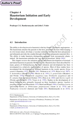 Haustorium Initiation and Early Development