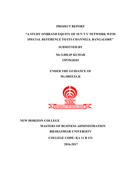 A Study Onbrand Equity of Sun Tv Network with Special