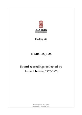 Guide to Sound Recordings Collected by Luise Hercus 1976-1978