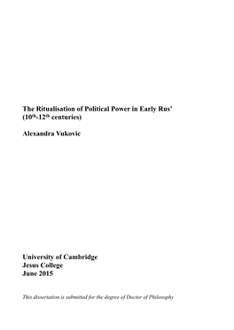 The Ritualisation of Political Power in Early Rus' (10Th-12Th Centuries)