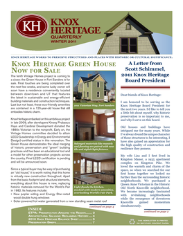 Knox Heritage Green House Now for Sale