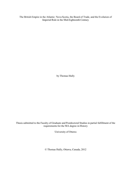 The British Empire in the Atlantic: Nova Scotia, the Board of Trade, and the Evolution of Imperial Rule in the Mid-Eighteenth Century