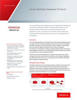 Data Sheet: Berkeley Database Products