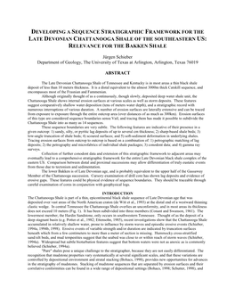 Developing a Sequence Stratigraphic Framework for the Late Devonian Chattanooga Shale of the Southeastern Us: Relevance for the Bakken Shale